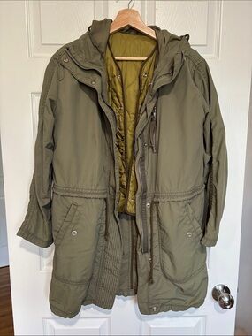 GAP Olive Green Quilted Jacket with Removable liner Size XS